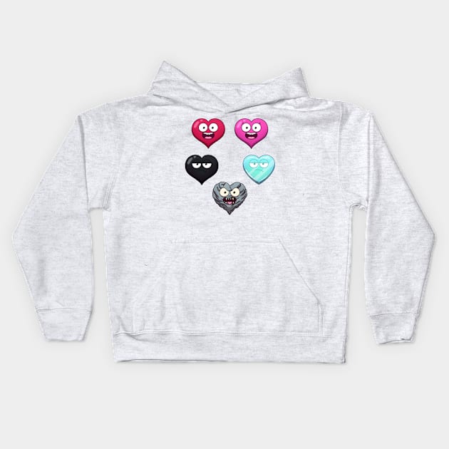 Types Of Hearts Kids Hoodie by TheMaskedTooner